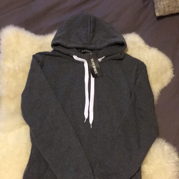 SLIM HORSE GREY UNISEX HOODIE- SUPER SOFT - Picture 4 of 5